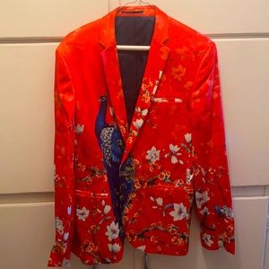 Red blazer with print